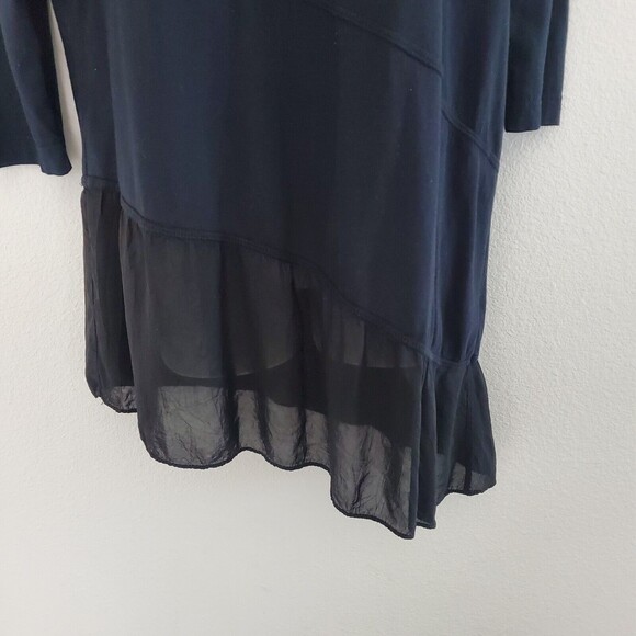 Soft Surroundings Top Petite Large Black Asymmetrical Hem Boho Lagenlook Sheer - Picture 3 of 8